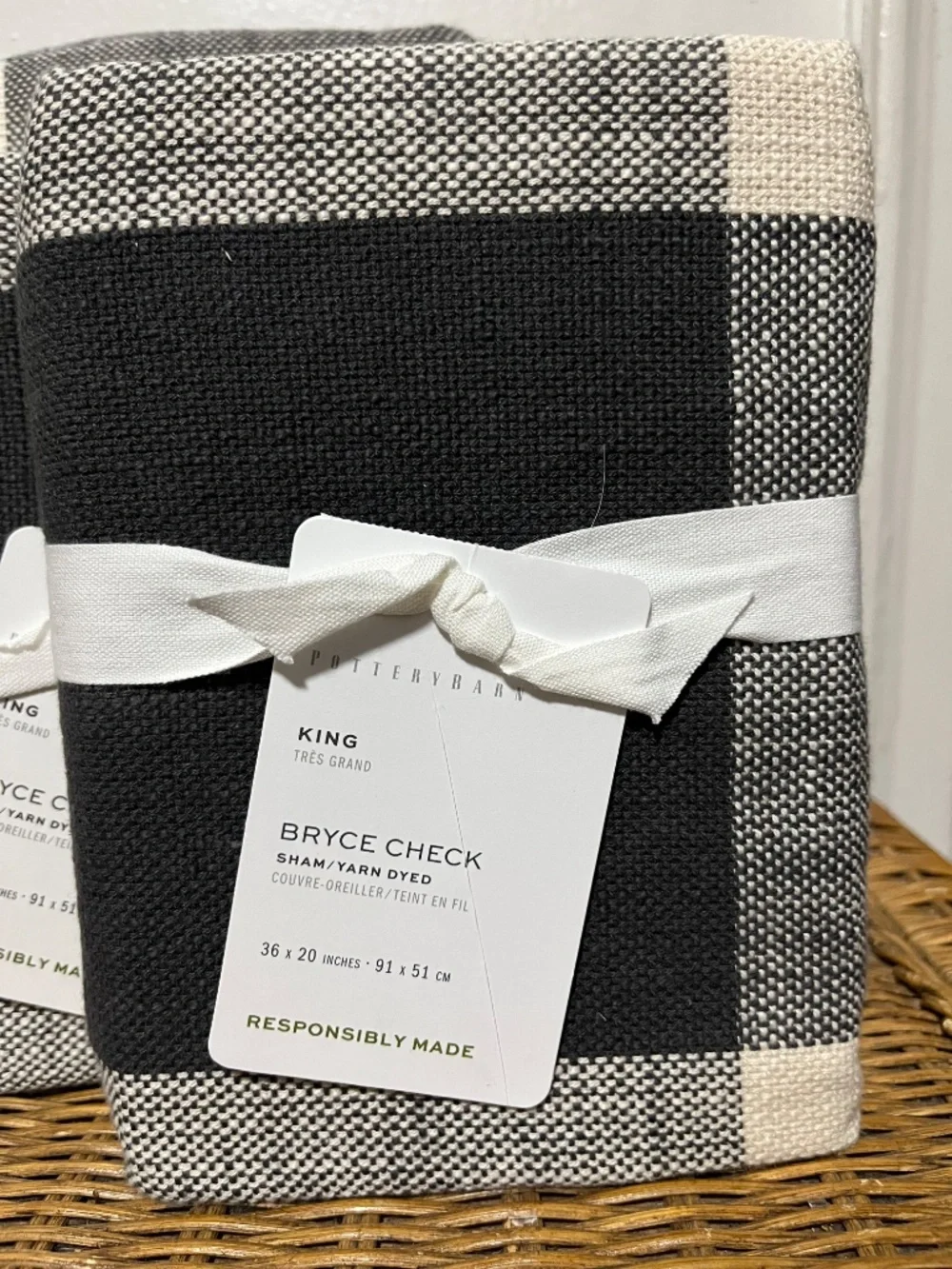 Pottery Barn.  Bryce Check Yarned Dyed King Duvet & King Shams.